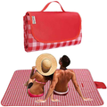 Picnic Blanket | Beach Mat|Picnic Blanket for Indoor and Outdoor, 80" x 57" Sandproof Waterproof Larger Mat for Beach, Travel, Camping, Hiking, Park Grass,Machine Washable, Foldable (Blue Line) Home & Garden > Lawn & Garden > Outdoor Living > Outdoor Blankets > Picnic Blankets K Y KANGYUN Red Plaids  