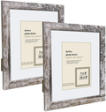Q.Hou 11x14 Picture Frames Wood Patten Distressed White Set of 2, Each Frame with 2 Mats,Display 8x10 or Five 4x6 Photos with Mat & 11x14 Picture Without Mat for Wall Mount (QH-PF11X14-RW) Home & Garden > Decor > Picture Frames Q.Hou Distressed White 8x10 