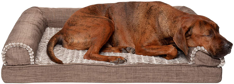 Furhaven Orthopedic, Cooling Gel, and Memory Foam Pet Beds for Small, Medium, and Large Dogs and Cats - Luxe Perfect Comfort Sofa Dog Bed, Performance Linen Sofa Dog Bed, and More Animals & Pet Supplies > Pet Supplies > Dog Supplies > Dog Beds Furhaven Faux Fur & Linen Woodsmoke Sofa Bed (Memory Foam) Large (Pack of 1)