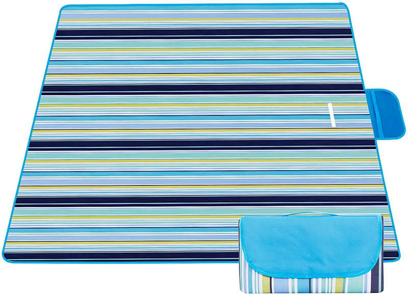 CLINFISH 80"x80" Extra Large Outdoor Picnic Blanket Protable Waterproof Blanket, Sand Proof Beach Mat Family Outdoor Blanket for Camping Hiking Travel Home & Garden > Lawn & Garden > Outdoor Living > Outdoor Blankets > Picnic Blankets CLINFISH Blue-yellow 80*80 