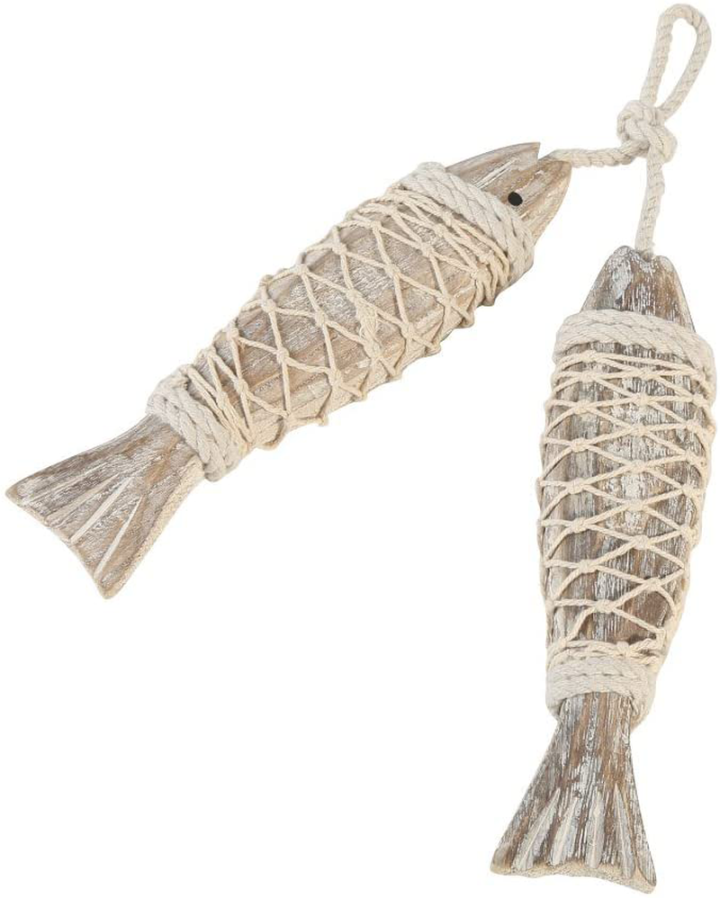 Olibay Hanging Wooden Fish Decorated Mediterranean Style Vintage Home Decoration Home & Garden > Decor > Artwork > Sculptures & Statues Olibay   