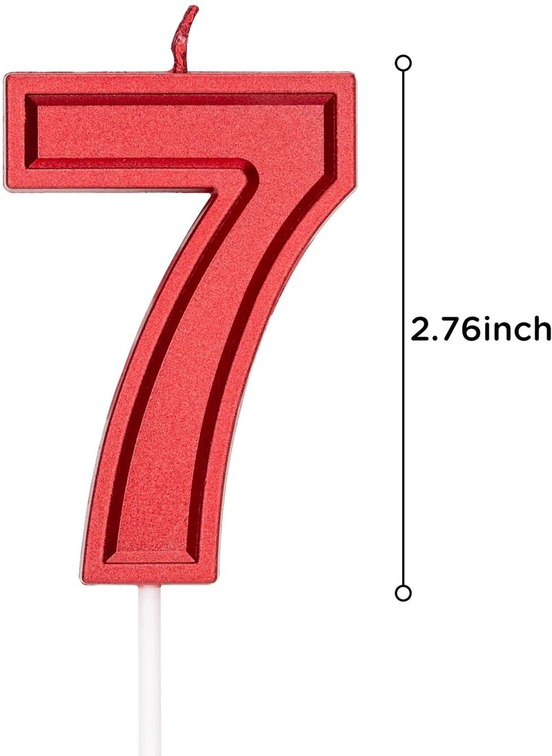 LUTER 2.76 Inch Red Glitter Happy Birthday Cake Candles Number Candles Birthday Candle Cake Topper Decoration for Party Kids Adults (Number 7) Home & Garden > Decor > Home Fragrances > Candles LUTER   