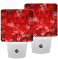 Wamika Valentines Day Heart Night Light Set of 2 Spring Red Pink Mothers Day Plug-In LED Nightlights Be Mine Love Auto Dusk-To-Dawn Sensor Lamp for Bedroom Bathroom Kitchen Hallway Stairs Decorative