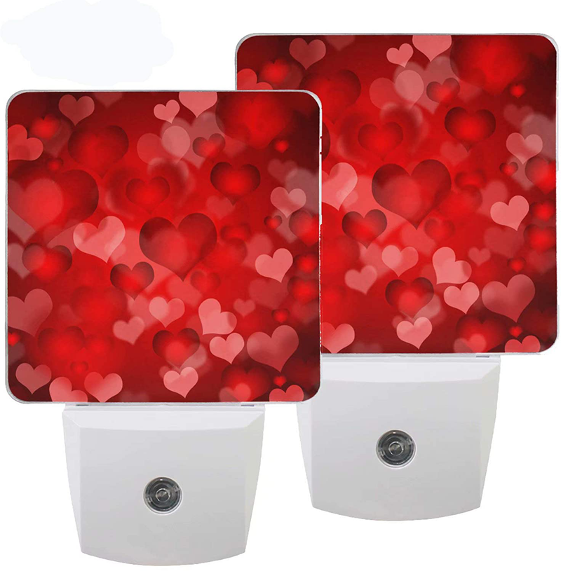 Wamika Valentines Day Heart Night Light Set of 2 Spring Red Pink Mothers Day Plug-In LED Nightlights Be Mine Love Auto Dusk-To-Dawn Sensor Lamp for Bedroom Bathroom Kitchen Hallway Stairs Decorative Home & Garden > Lighting > Night Lights & Ambient Lighting Annisoul Valentine  