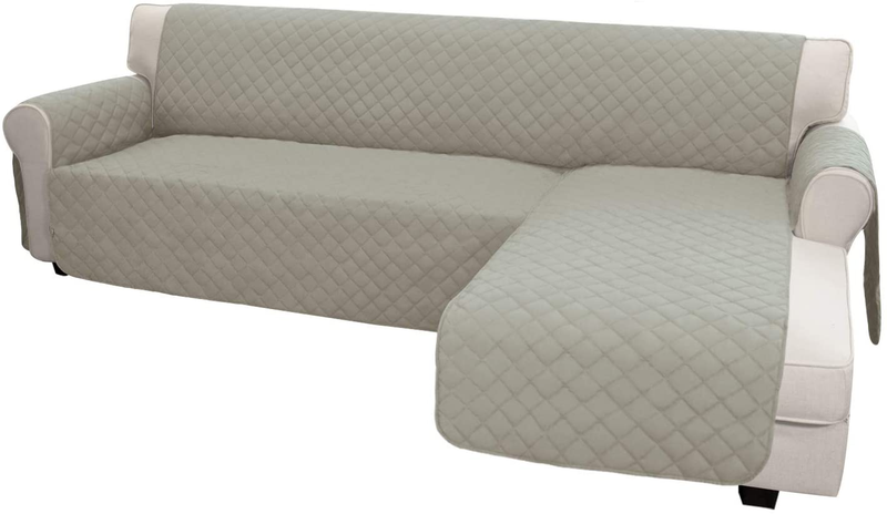 Easy-Going Sofa Slipcover L Shape Sofa Cover Sectional Couch Cover Chaise Slip Cover Reversible Sofa Cover Furniture Protector Cover for Pets Kids Children Dog Cat (Large,Dark Gray/Dark Gray) Home & Garden > Decor > Chair & Sofa Cushions Easy-Going Beige/Beige Large 