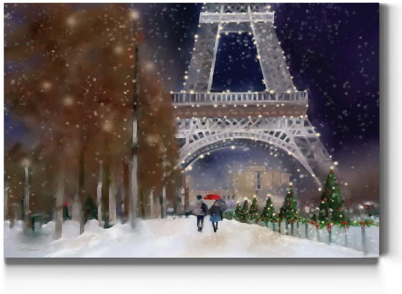 Renditions Gallery Christmas Tree & Red Truck Wall Art, Beautiful Winter Decorations, Snowy Forest and Barn, Premium Gallery Wrapped Canvas Decor, Ready to Hang, 24 in H x 36 in W, Made in America Home & Garden > Decor > Seasonal & Holiday Decorations& Garden > Decor > Seasonal & Holiday Decorations Renditions Gallery Paris in Winter 12X18 