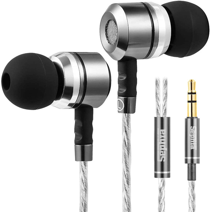 Sephia SP3060 Earbuds, Wired in-Ear Headphones with Tangle-Free Cord, Noise Isolating, Bass Driven Sound, Metal Earphones, Carry Case, Ear Bud Tips