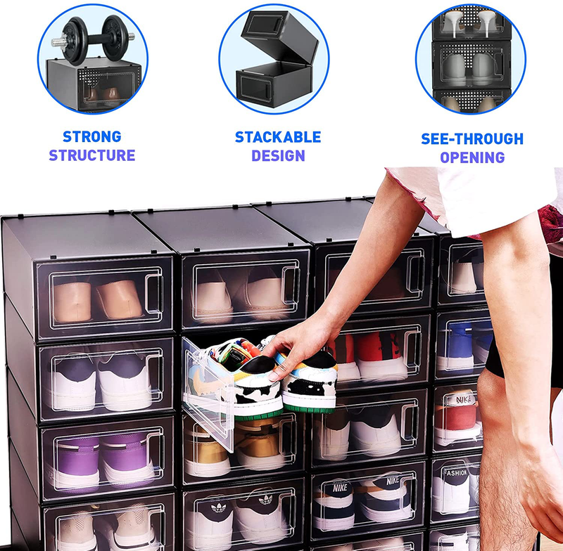 Shoe Organizer for Closet Shoe Storage Organizer, Shoe Boxes Clear Plastic Stackable, Shoe Storage Boxes, Plastic Shoe Boxes with Lids, Sneaker Storage, Shoe Container, Drop Front Shoe Box by NEATLY Furniture > Cabinets & Storage > Armoires & Wardrobes GDTIMES   