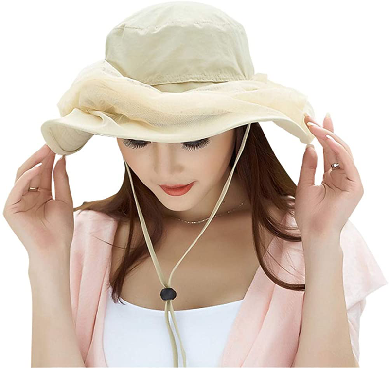 Mosquito Head Net Hat, Safari Sun Hat with Veil Mesh Protection from Insect