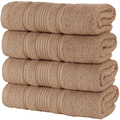 Qute Home 4-Piece Bath Towels Set, 100% Turkish Cotton Premium Quality Towels for Bathroom, Quick Dry Soft and Absorbent Turkish Towel Perfect for Daily Use, Set Includes 4 Bath Towels (White) Home & Garden > Linens & Bedding > Towels Qute Home Brown 4 Pieces Hand Towels 
