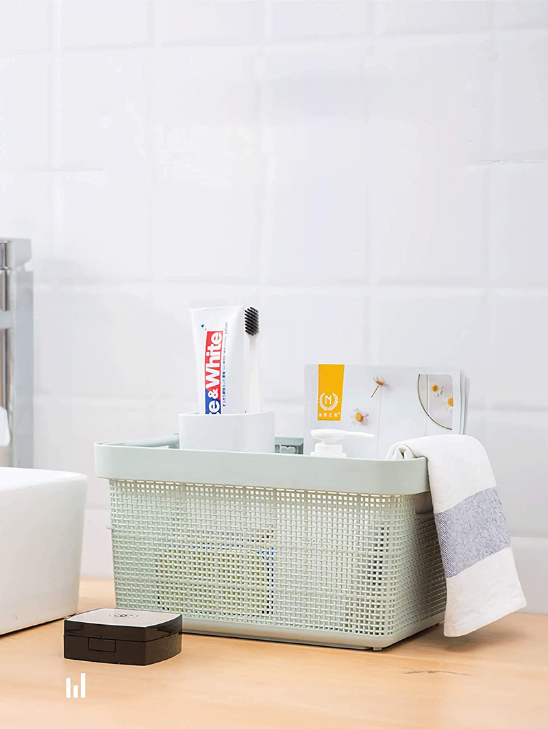 Portable Shower Caddy Basket Tote Plastic Storage Organizer Bin with Handles for Bathroom, Pantry, College Dorm, Kitchen, 11 X 9 X 6.3 Inch - Green