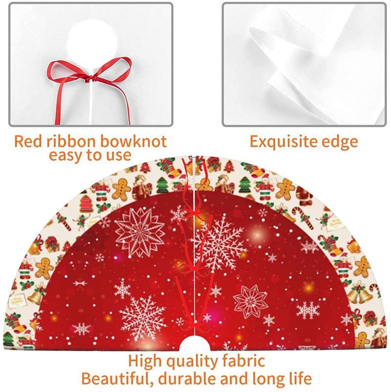 Christmas Tree Skirt, Snowflakes Bell Elk Traditional Red Xmas Tree Mat Round New Year Tree Gift Mat for Winter Christmas Party Decorations Supplies (48") Home & Garden > Decor > Seasonal & Holiday Decorations > Christmas Tree Skirts YSDBPAY   