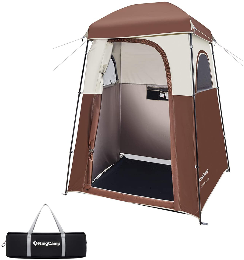 Kingcamp Shower Tent Oversize Outdoor Shower Tents for Camping Dressing Room Portable Shelter Changing Room Shower Privacy Shelter Single/Double Shower Tent Sporting Goods > Outdoor Recreation > Camping & Hiking > Portable Toilets & Showers KingCamp Single-COFFEE  