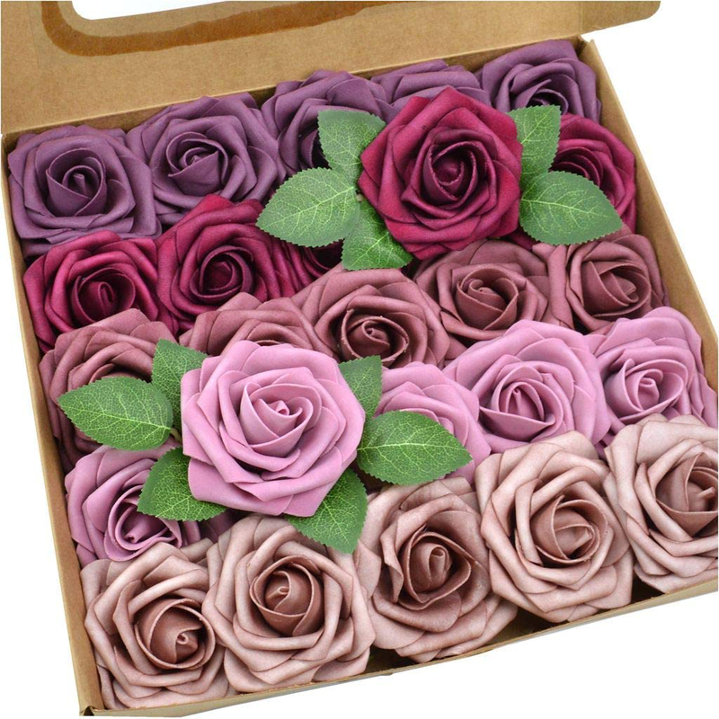 DerBlue Artificial Flowers Combo Realistic Fake Rose with Stem for DIY Wedding Bouquets Centerpieces Bridal Shower Party Home Decorations (Violet Theme) Home & Garden > Decor > Seasonal & Holiday Decorations& Garden > Decor > Seasonal & Holiday Decorations DerBlue Series 4  