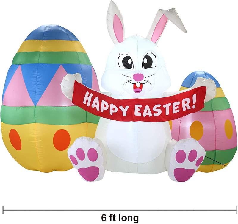 Easter Inflatable Decoration 6 FT Inflatable Easter Bunny & Eggs Inflatable with Build-In Leds Blow up for Easter, Party Indoor, Outdoor, Yard, Garden, Lawn Décor. Home & Garden > Decor > Seasonal & Holiday Decorations Joyin Inc   