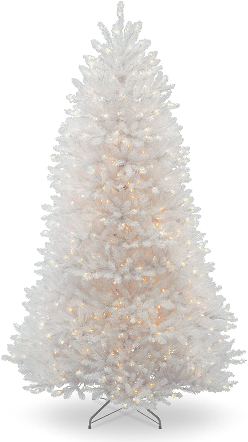 National Tree Company Pre-lit Artificial Christmas Tree | Includes Pre-strung White Lights and Stand | Dunhill White Fir- 7.5 ft (DUWH-75LO) Home & Garden > Decor > Seasonal & Holiday Decorations > Christmas Tree Stands National Tree 7 ft  