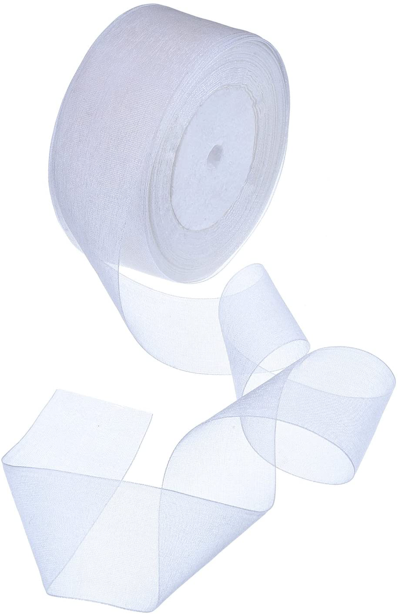 Outus 1-1/2 Inch Shimmer Sheer Organza Ribbon, 49 Yard (White)