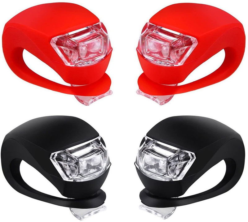 Malker Bicycle Light Front and Rear Silicone LED Bike Light Set - Bike Headlight and Taillight,Waterproof & Safety Road,Mountain Bike Lights,Batteries Included,4 Pack(2pcs White and 2pcs Red Light) Sporting Goods > Outdoor Recreation > Cycling > Bicycle Parts Malker 2pcs Red & 2pcs Black  