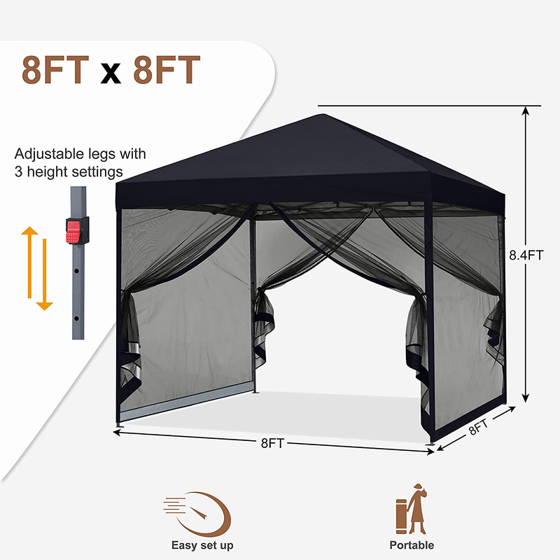 MASTERCANOPY Pop-Up Easy Setup Gazebo with Mosquito Netting Screen Instant Outdoor Shelter (8x8, Black) Home & Garden > Lawn & Garden > Outdoor Living > Outdoor Structures > Canopies & Gazebos MASTERCANOPY   
