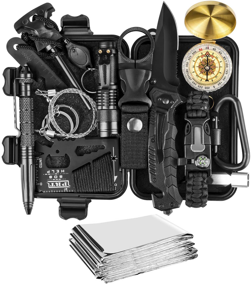 JINAGER Survival Kit, Professional Emergency Survival Gear 15 in 1, Upgraded Tactical Defense Tool for Hiking Camping Climbing Adventures, Emergency Tool Gift for Men Boy Car Sporting Goods > Outdoor Recreation > Camping & Hiking > Camping Tools JINAGER   