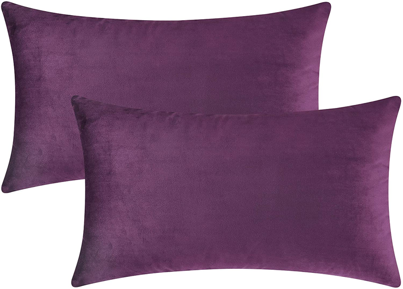 Mixhug Decorative Throw Pillow Covers, Velvet Cushion Covers, Solid Throw Pillow Cases for Couch and Bed Pillows, Burnt Orange, 20 x 20 Inches, Set of 2 Home & Garden > Decor > Chair & Sofa Cushions Mixhug Purple 12 x 20 Inches, 2 Pieces 