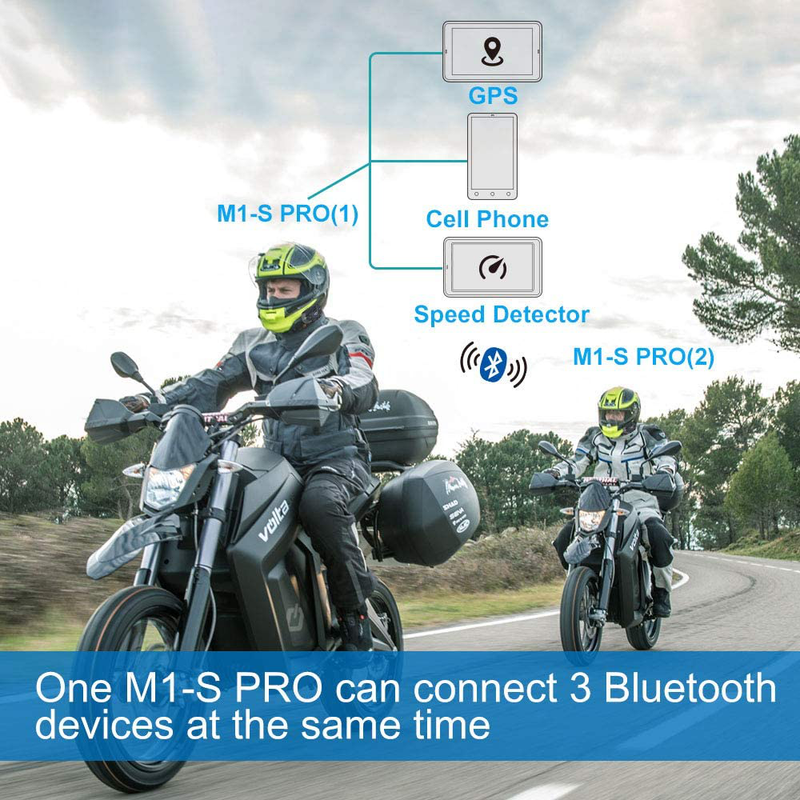 Motorcycle Bluetooth Intercom, Fodsports M1-S Pro 2000m 8 Riders Group Motorcycle Helmet Bluetooth Headset Communication Systems Kit (Handsfree/Siri Google Assistant/Waterproof/GPS/4 Mic/2Pack)  FODSPORTS   