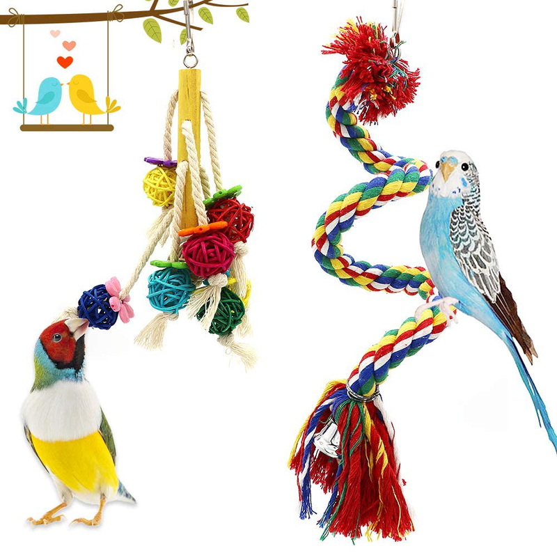 Small Bird Swing Toys, 6 PCS Parrots Chewing Natural Wood and Rope Bungee Bird Toy for Anchovies, Parakeets, Cockatiel, Conure, Mynah, Macow and Other Small Birds Animals & Pet Supplies > Pet Supplies > Bird Supplies > Bird Toys PETUOL   