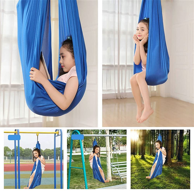 LHHL Sensory Swing for Kids Cuddle Elastic Therapy Swing Indoor for Autism, ADHD, Aspergers and Sensory Integration Snuggle (Color : Blue, Size : 150280CM/59110in)