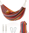 ROOITY Double Hammock Brazilian Hammocks with Portable Carrying Bag,Soft Woven Fabric, Up to 450 Lbs Hanging for Patio,Trees,Garden,Backyard,Porch,Outdoor and Indoor XXX-Large Brown&Grey Stripe Home & Garden > Lawn & Garden > Outdoor Living > Hammocks ROOITY Colorful  