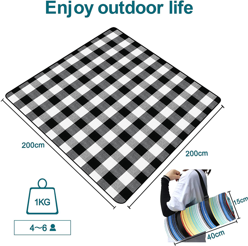 GEEK LIGHTING Picnic Mat Large 79”x 79” Thick 3-Layer Lightweight Portable Picnic Blanket Waterproof Insulation Camping for 4 to 6 Adults Easy Fold Storage Beach Outdoor Blackwhite Stripes Home & Garden > Lawn & Garden > Outdoor Living > Outdoor Blankets > Picnic Blankets GEEK LIGHTING   