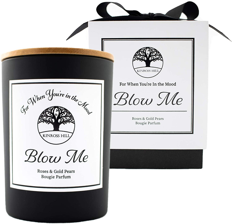 Stay Lit - Citrus & Champagne Scent, Natural Soy Wax Candle, Funny Witty Gift Box for Women Girlfriend Men, Luxury Long Lasting, Aromatherapy, Gag, Joke, Hostess, New Home, House Warming Present, 9 oz Home & Garden > Decor > Home Fragrances > Candles Kinross Hill Blow Me (Roses & Gold Pears)  