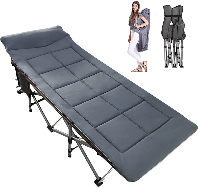 Lilypelle Folding Camping Cot, Double Layer Oxford Strong Heavy Duty Sleeping Cots with Carry Bag, Portable Travel Camp Cots for Home/Office Nap and Beach Vacation Sporting Goods > Outdoor Recreation > Camping & Hiking > Camp Furniture LILYPELLE Light Gray 75"L x 28"W 