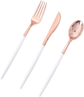 I00000 144 PCS Disposable Gold Silverware, Plastic Flatware with White Handle, Gold Plastic Cutlery Includes: 48 Forks, 48 Knives and 48 Spoons Home & Garden > Kitchen & Dining > Tableware > Flatware > Flatware Sets I00000 A Rose Gold  