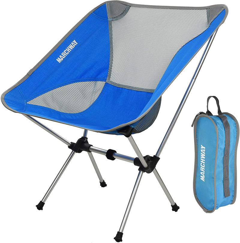 MARCHWAY Ultralight Folding Camping Chair, Portable Compact for Outdoor Camp, Travel, Beach, Picnic, Festival, Hiking, Lightweight Backpacking Sporting Goods > Outdoor Recreation > Camping & Hiking > Camp Furniture MARCHWAY Bright Blue  