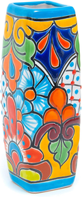 Enchanted Talavera Mexican Ceramic Pottery Flower Vase Handmade Floral Pattern Centerpiece Flower Pot (Cobalt) Home & Garden > Decor > Vases Enchanted Talavera Turquoise  
