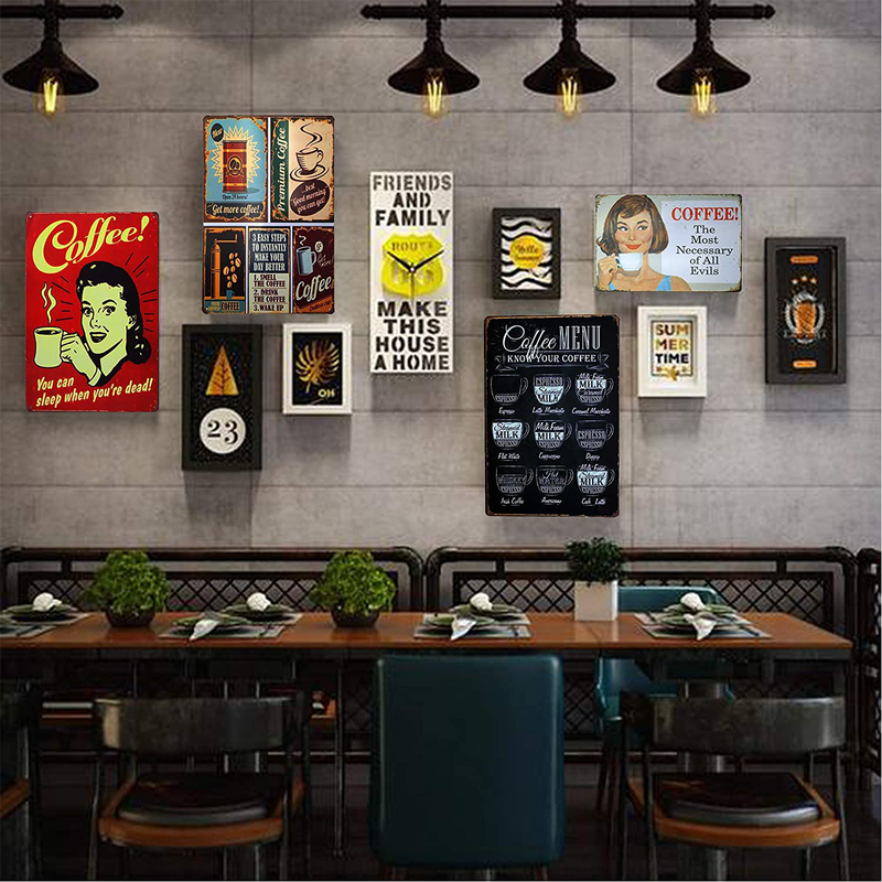 Perktail 2 Pieces Vintage Coffee Tin Sign Metal Bar Cafe Restaurant Garage Club Wall Decoration 11.8x7.8-Inches (Coffee Set 1) Home & Garden > Decor > Artwork > Sculptures & Statues Perktail   
