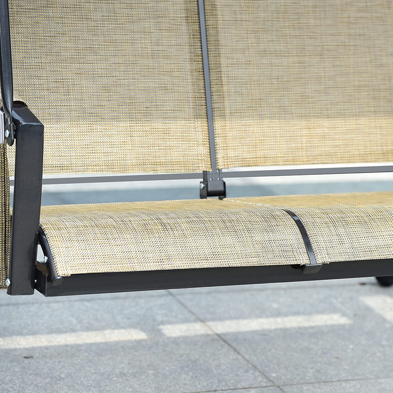 PURPLE LEAF 2-Seat Deluxe Outdoor Patio Porch Swing with Weather Resistant Steel Frame, Adjustable Tilt Canopy, Beige Home & Garden > Lawn & Garden > Outdoor Living > Porch Swings PURPLE LEAF   