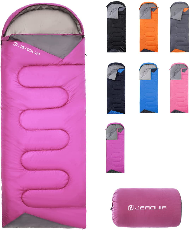 Sleeping Bags for Adults Backpacking Lightweight Waterproof- Cold Weather Sleeping Bag for Girls Boys Mens for Warm Camping Hiking Outdoor Travel Hunting with Compression Bags Sporting Goods > Outdoor Recreation > Camping & Hiking > Sleeping Bags JEAOUIA Purple 86.6" x 31.5"  