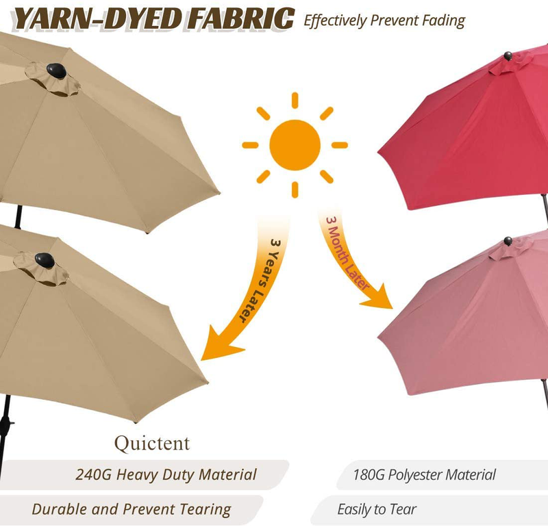 Quictent Patio Umbrella Tan and Sun Shade Sail Terracotta Bundle