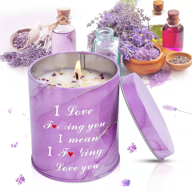 Scented Candles Valentines Day Funny Gifts for Her Him Women Wife Husband Girlfriend Boyfriend Unique Gift Ideas,Portable Tin Jar Aromatherapy Soy Candles for Bath Yoga Home 8Oz Lavender Home & Garden > Decor > Seasonal & Holiday Decorations Lapogy   