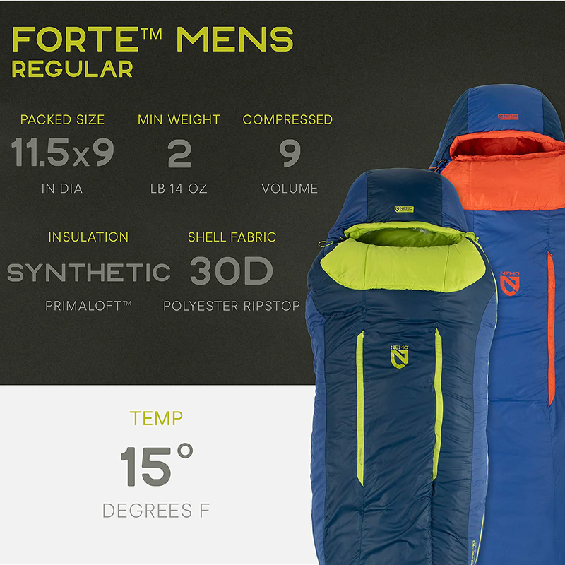 Nemo Forte Ultralight Synthetic Sleeping Bag (20 & 35 Degree) - Men'S & Womens
