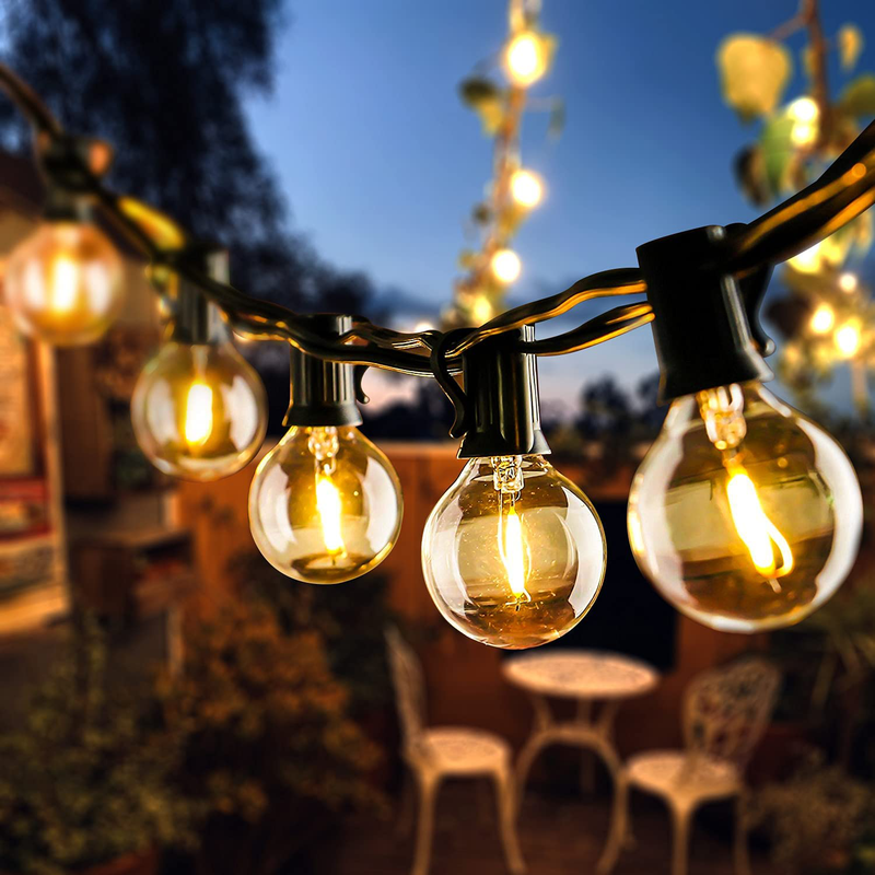 Outdoor String Lights 100ft Patio Lights with 105 Dimmable Waterproof G40 Bulbs (5 Spare) Connectable Globe String Lights for Party Tents Gazebo Porch Deck Backyard Cafe Pergola 2700K Outside Decor
