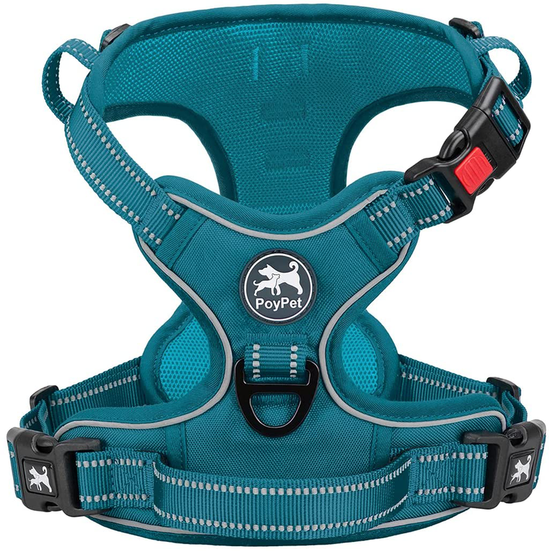 PoyPet No Pull Dog Harness, No Choke Front Lead Dog Reflective Harness, Adjustable Soft Padded Pet Vest with Easy Control Handle for Small to Large Dogs Animals & Pet Supplies > Pet Supplies > Dog Supplies PoyPet Tumalo Teal XS 