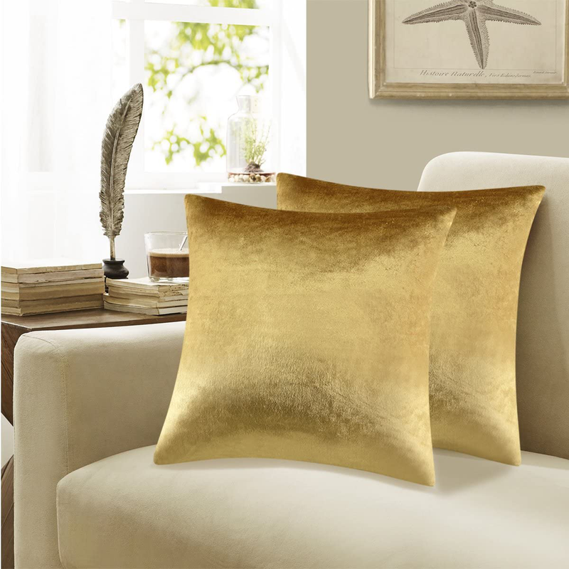 GIGIZAZA Decorative Throw Pillow Covers 20 X 20, Gold Sofa Pillow Covers Velvet, Set of 4 Decor Square Cushion Covers Home & Garden > Decor > Chair & Sofa Cushions GIGIZAZA   