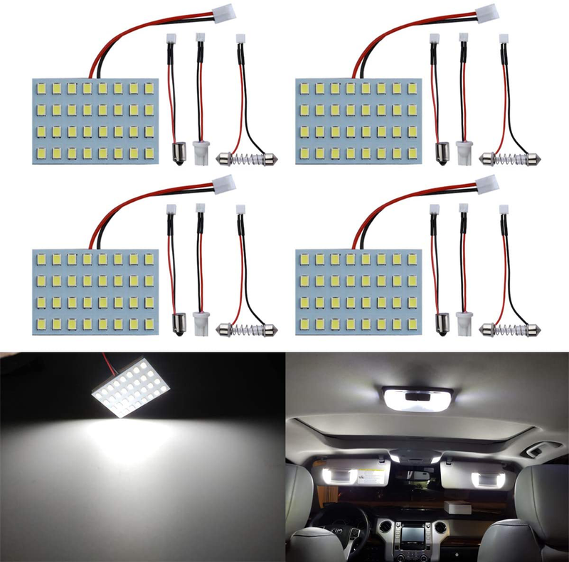LivTee Led Panel Lights with 194 168 2825 T10 W5W / DE3175 6428 / BA9S 64111/6418 DE3423 DE3425 / 211-2 569 578 Festoon Adapters Replacement for Car Interior Map Dome Reading Trunk Lights, Xenon White
