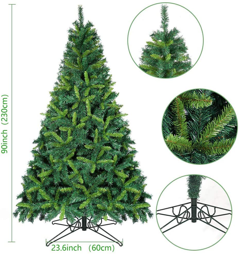 OurWarm 7.5ft Artificial Christmas Tree Unlit Xmas Tree for Indoor Outdoor Holiday Home Decorations with 1600 Branch Tips, Foldable Metal Stand, Bottle Green & Shallow Green Home & Garden > Decor > Seasonal & Holiday Decorations > Christmas Tree Stands OurWarm   