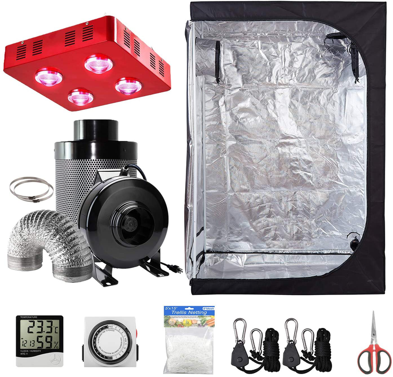 Hydro plus Grow Tent Kit Complete LED 300W Grow Light + 4" Fan Filter Ventilation Kit + 24"X24"X48" Grow Tent Setup Hydroponics Indoor Growing System Sporting Goods > Outdoor Recreation > Camping & Hiking > Tent Accessories Hydro Plus LED 800W+36''x20''x63'' Kit  