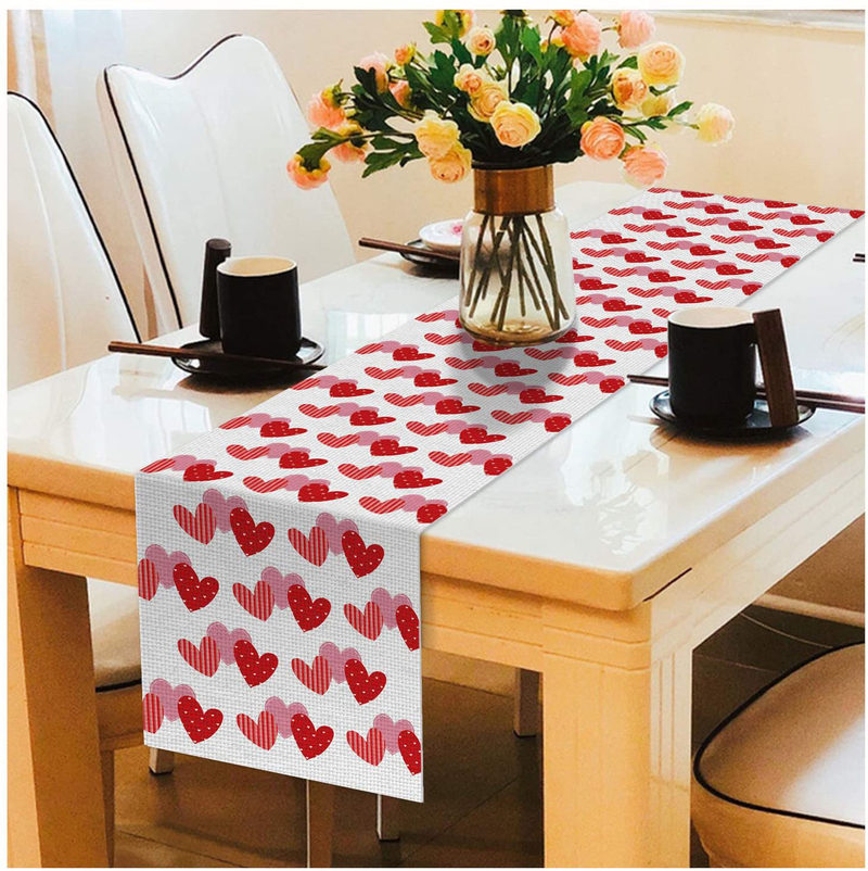 Partywind Valentines Day Table Runner, Valentines Red Heart Decorations for the Home Decor, Valentine Romantic Decorations for Anniversary Wedding Favors, Dinner Table Decorations (71X12 Inch) Home & Garden > Decor > Seasonal & Holiday Decorations Partywind   