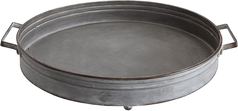Creative Co-Op Round Decorative Iron Tray with Handles