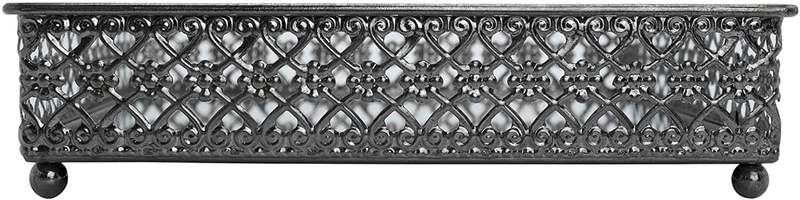 Mirrored Tray, Perfume Tray, Square Metal Ornate Tray, Vanity Jewelry Tray, Serving Tray, Decorative Tray (Set of 1, 8.25", Metal Gun) Home & Garden > Decor > Decorative Trays Tricune   